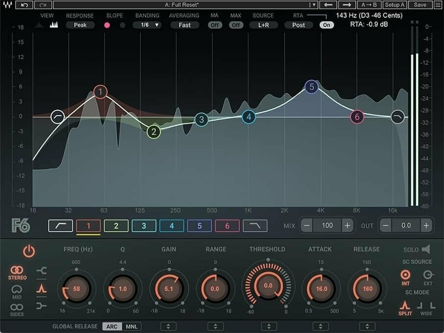 Procesador de efectos de complemento de software Waves F6 Floating-Band Dynamic EQ (Producto digital)