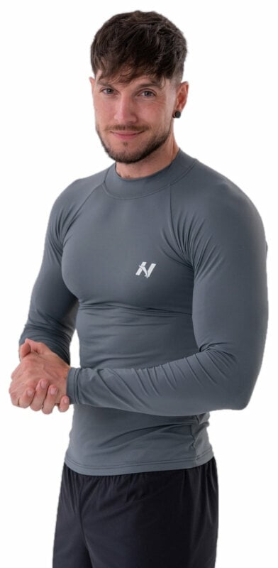 Maglietta fitness Nebbia Functional T-shirt with Long Sleeves Active Grey M Maglietta fitness