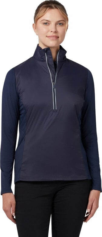 Jasje Callaway Womens Mixed Media 1/4 Zip Water Resistant Jacket Peacoat M