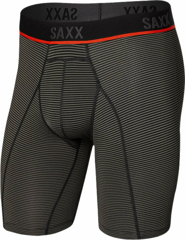 Fitness-undertøj SAXX Kinetic Long Leg Boxer Brief Grey Mini Stripe M Fitness-undertøj