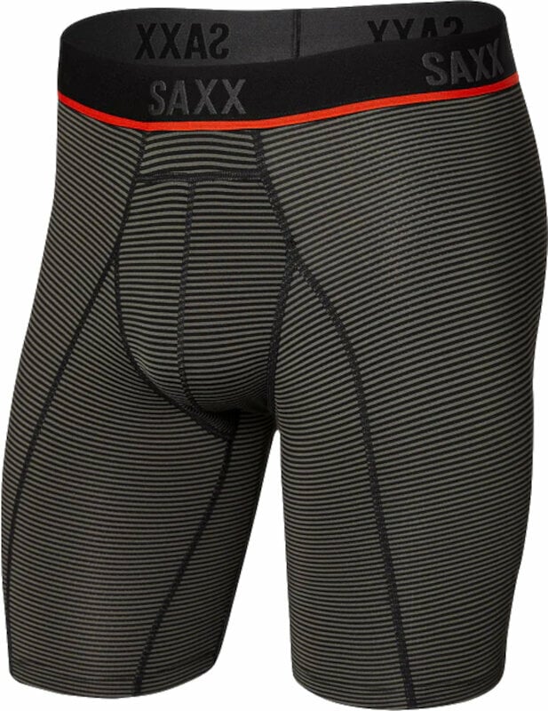 Fitness fehérnemű SAXX Kinetic Long Leg Boxer Brief Grey Mini Stripe XL Fitness fehérnemű
