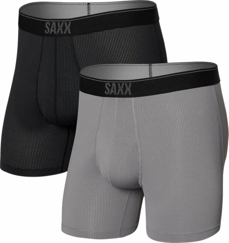 Fitness fehérnemű SAXX Quest 2-Pack Boxer Brief Black/Dark Charcoal II 2XL Fitness fehérnemű