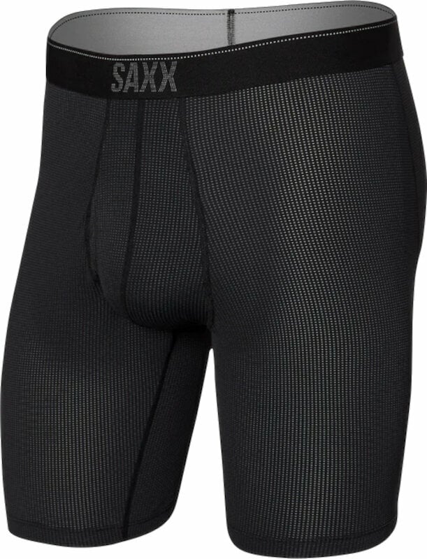 Fitness fehérnemű SAXX Quest Long Leg Boxer Brief Black II S Fitness fehérnemű