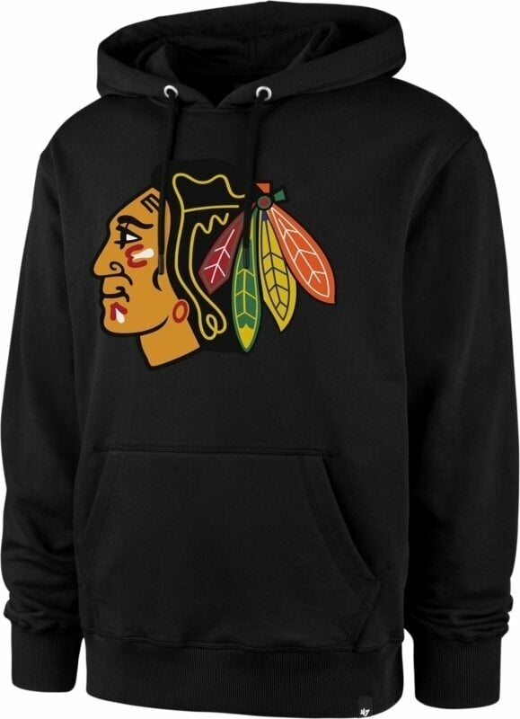 Hockey Sweatshirt Chicago Blackhawks NHL Imprint Burnside Pullover Hoodie Jet Black L Hockey Sweatshirt