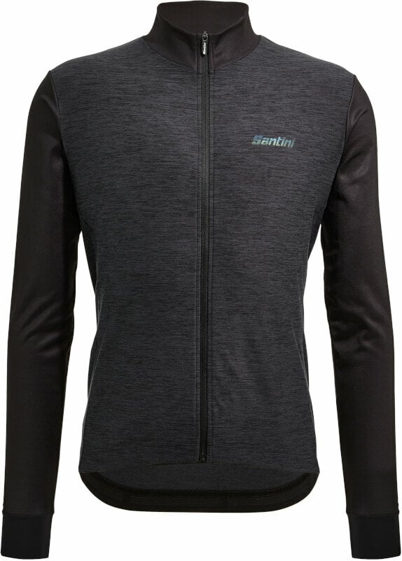 Cycling jersey Santini Colore Puro Long Sleeve Thermal Jersey Jacket Nero 3XL