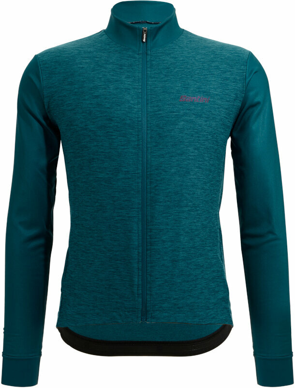 Camisola de ciclismo Santini Colore Puro Long Sleeve Thermal Jersey Casaco Teal XL