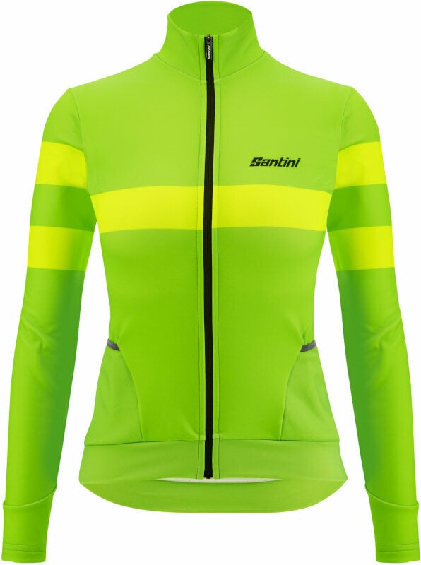 Cycling jersey Santini Coral Bengal Long Sleeve Woman Jersey Verde Fluo S