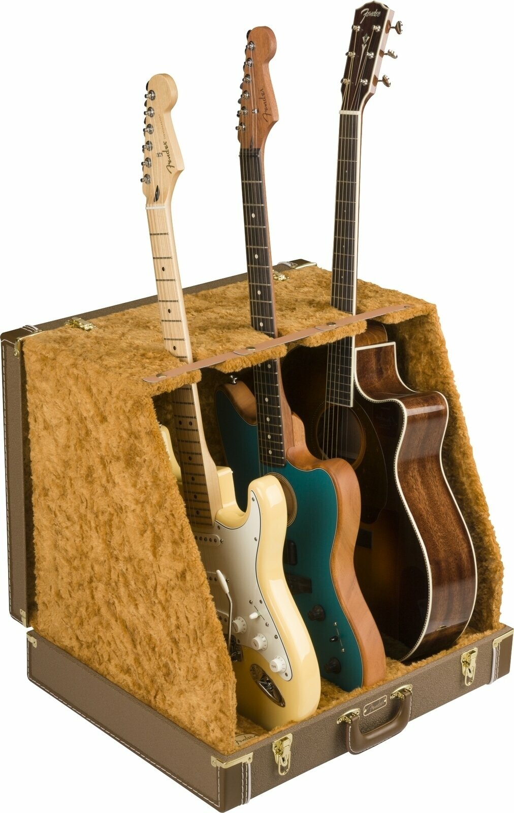 Suporte para várias guitarras Fender Classic Series Case Stand 3 Brown Suporte para várias guitarras