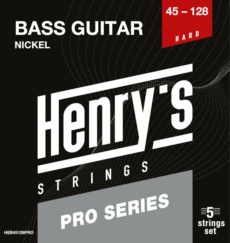 Saiten für 5-saitigen E-Bass, Saiten für 5-Saiter E-Bass Henry's PRO Nickel 45-128