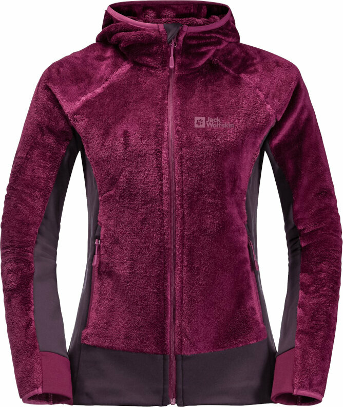 Jack Wolfskin Pulóver Rotwand Hooded FZ W Wild Berry XL