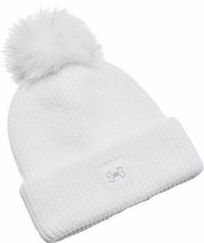 Шапка за ски Under Armour Women's ColdGear Infrared Halftime Ribbed Pom Beanie White/Ghost Gray UNI Шапка за ски - 1