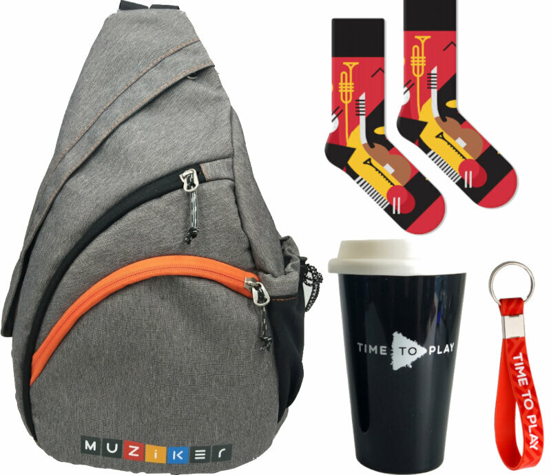 Plecak Muziker Backpack Small Grey + White Cup + Socks Jazz + Keychain Red SET Plecak