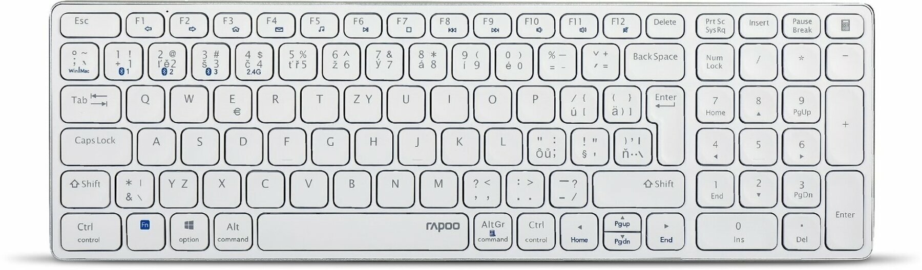 Rapoo E9700M Tastatură cehă-Tastatură slovacă White