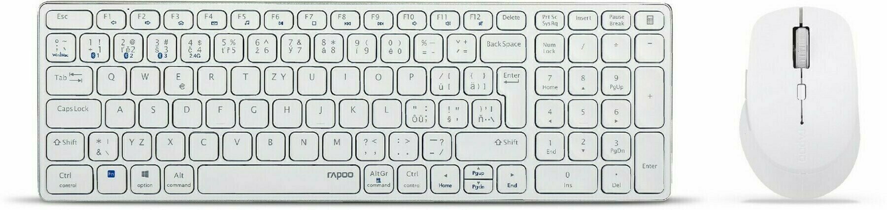 Rapoo 9700M Tastatură cehă-Tastatură slovacă White
