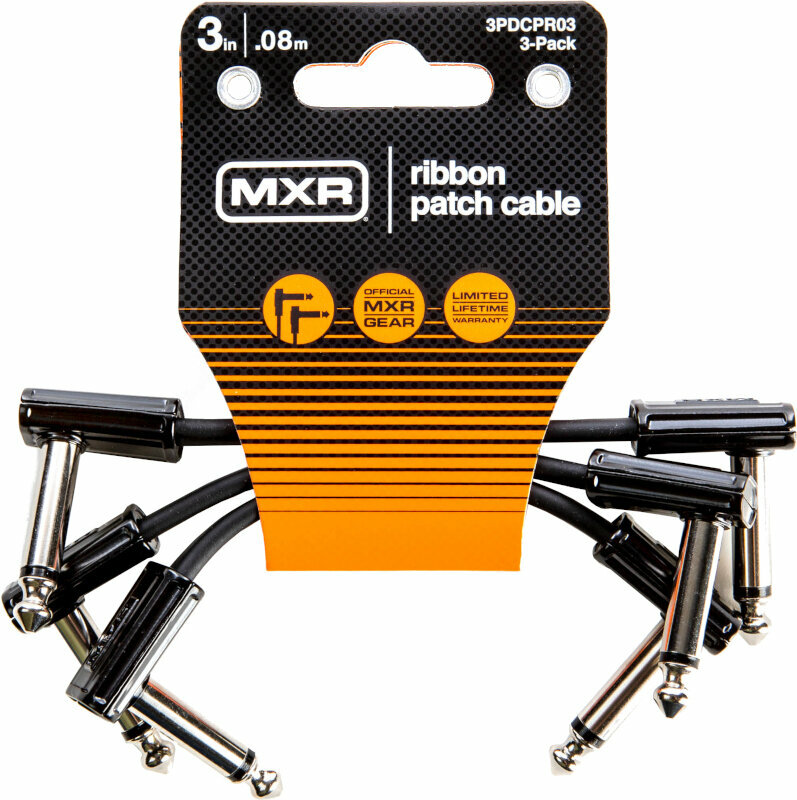Cable adaptador/parche Dunlop MXR 3PDCPR03 Ribbon Patch Cable 3 Pack Negro 8 cm Angulado - Angulado Cable adaptador/parche