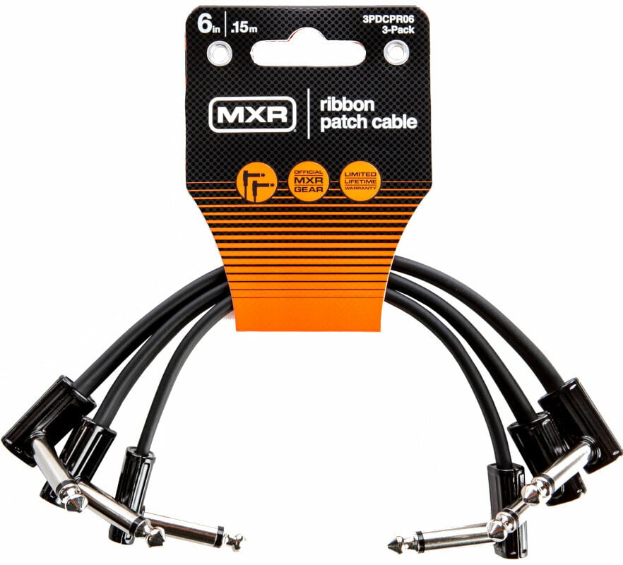 Adapter/patchkabel Dunlop MXR 3PDCPR06 Ribbon Patch Cable 3 Pack Svart 15 cm Vinklad-vinklad