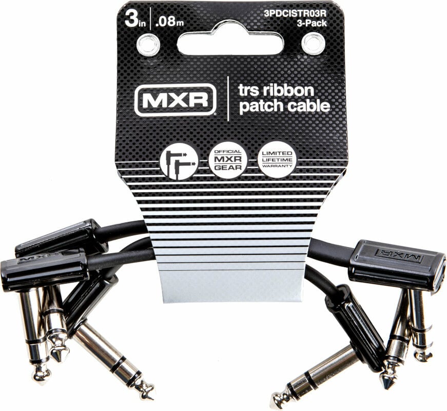 Adapter/Patch Cable Dunlop MXR DCISTR03R Ribbon TRS Cable 3 Pack Black 8 cm Angled - Angled