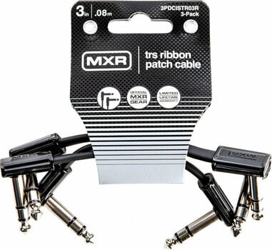Câble de patch Dunlop MXR DCISTR03R Ribbon TRS Cable 3 Pack Noir 8 cm Angle - Angle - 1