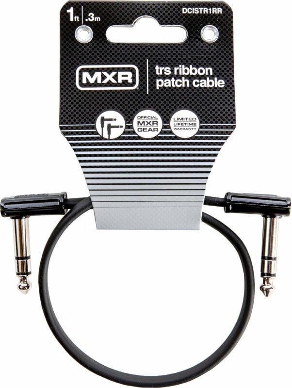 Prepojovací kábel, Patch kábel Dunlop MXR DCISTR1RR Ribbon TRS Cable Čierna 30 cm Zalomený - Zalomený