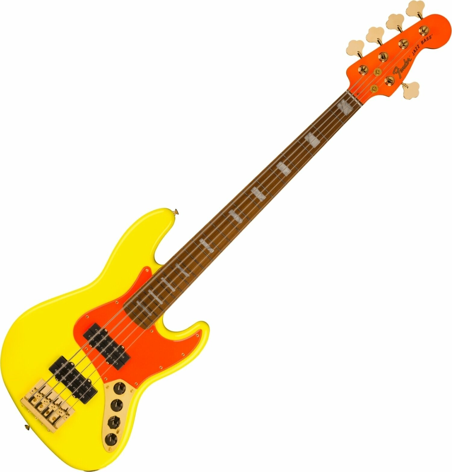 Baixo de 5 cordas Fender MonoNeon Jazz Bass V Neon Yellow