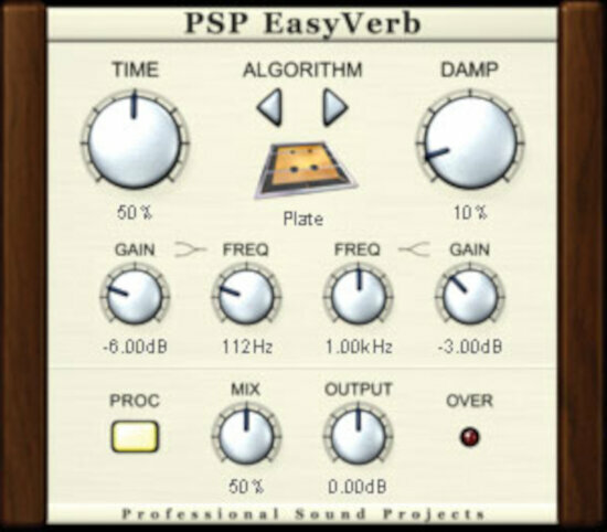 Studio software plug-in effect PSP AUDIOWARE EasyVerb (Digitaal product)