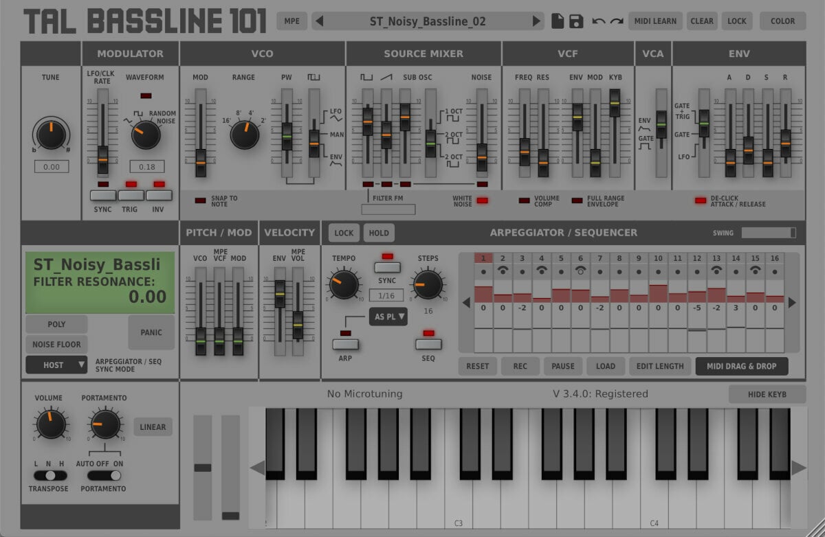 VST Instrument Studio programvara TAL SOFTWARE BassLine-101 (Digital produkt)