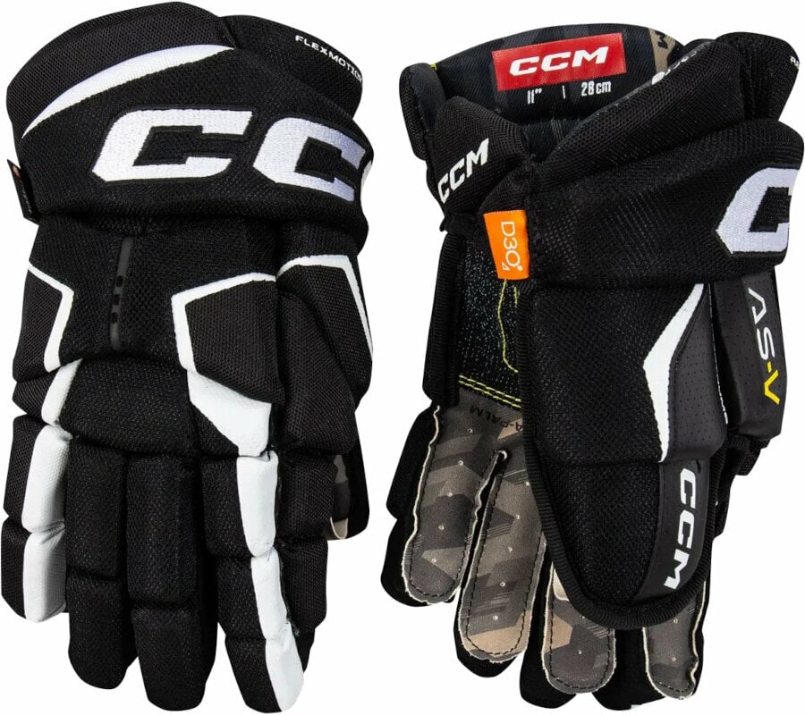 Hokejové rukavice CCM Tacks AS-V JR 10 Black/White Hokejové rukavice