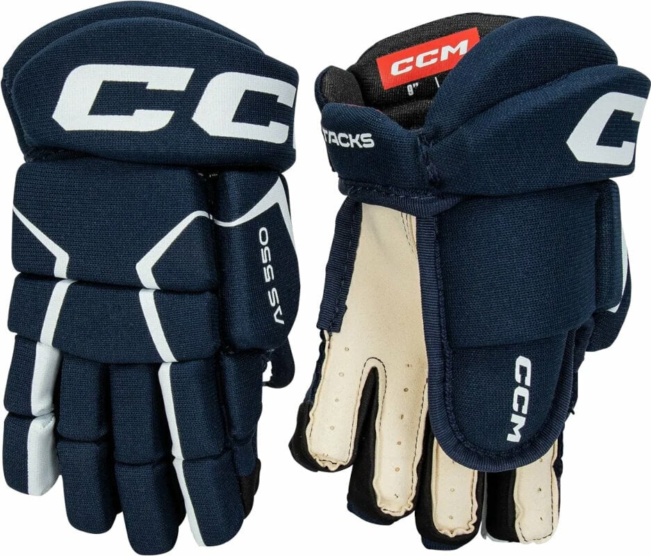 Hockey Gloves CCM Tacks AS 550 YTH 8 Navy/White Hockey Gloves