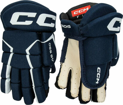 Hockey Gloves CCM Tacks AS 550 YTH 8 Navy/White Hockey Gloves - 1
