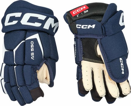 Hockey Gloves CCM Tacks AS 580 JR 11 Navy/White Hockey Gloves - 1