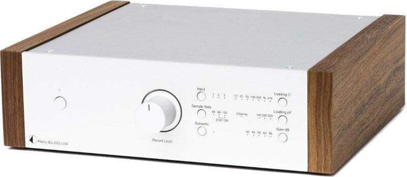 Hi-Fi platenspeler-voorversterker Pro-Ject Phono Box DS2 USB Silver/Walnut
