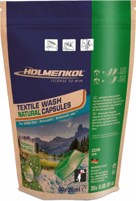 Tvättmedel Holmenkol Textile Wash Natural Capsules 30pcs 30 x 20 ml 674 g Tvättmedel