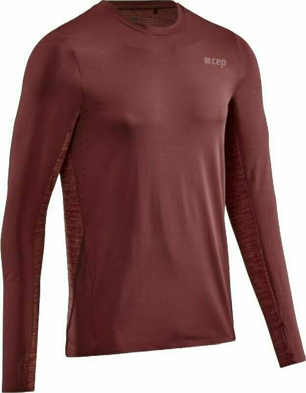 Löpar-t-shirt med långa ärmar CEP W1136 Run Shirt Long Sleeve Men Dark Red L Löpar-t-shirt med långa ärmar