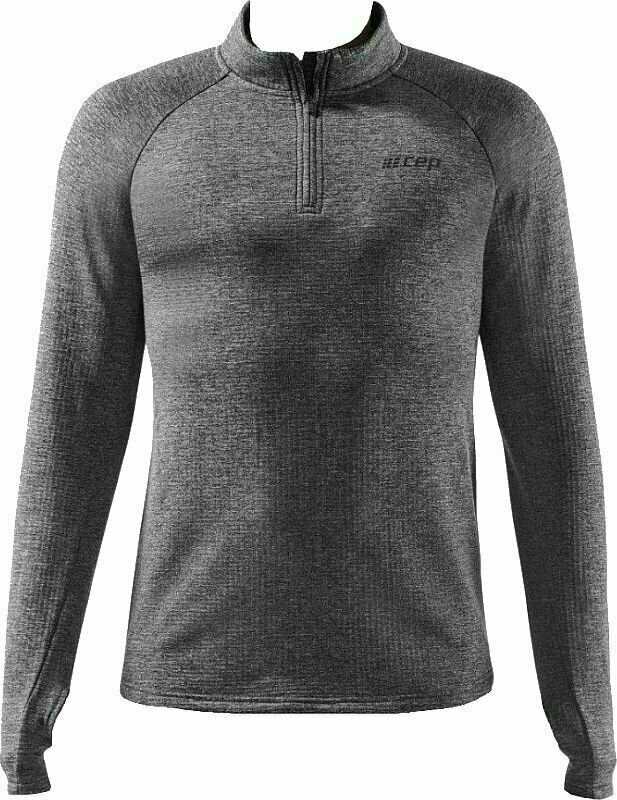 Running sweatshirt CEP W0139 Winter Run Shirt Men Black Melange XL Running sweatshirt