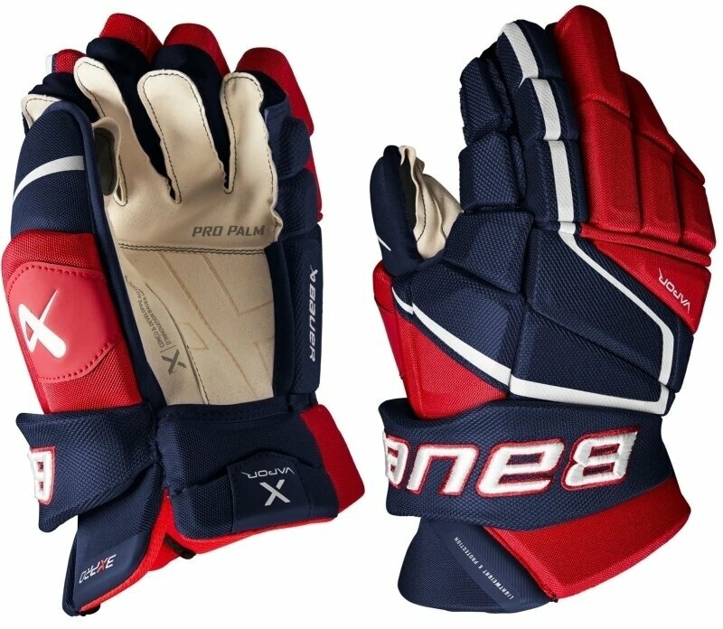 Hokejové rukavice Bauer S22 Vapor 3X Pro Glove SR 15 Navy/Red/White Hokejové rukavice