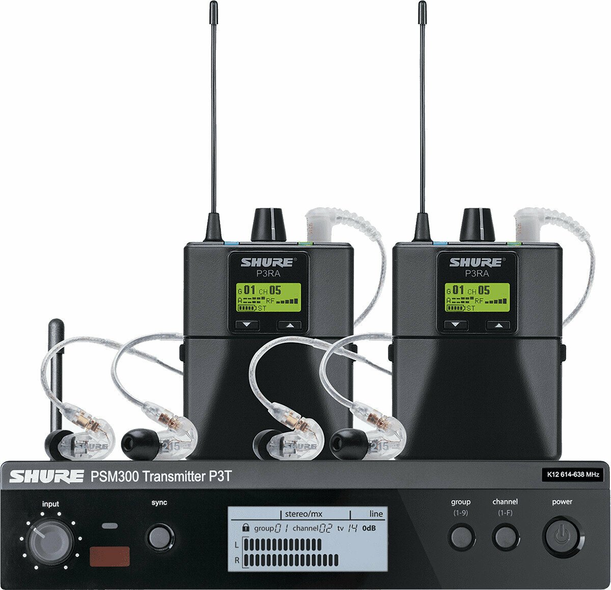 Monitorização intra-auricular sem fios Shure P3TERA215TWP PSM 300 TWINPACK PRO K3E: 606-630 MHz