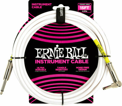 Nástrojový kabel Ernie Ball P06400 Bílá 4,6 m Rovný - Lomený - 1