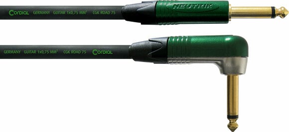 Инструментален кабел Cordial CRI 3 PR Зелен-Черeн 3 m Директен - Ъглов - 1