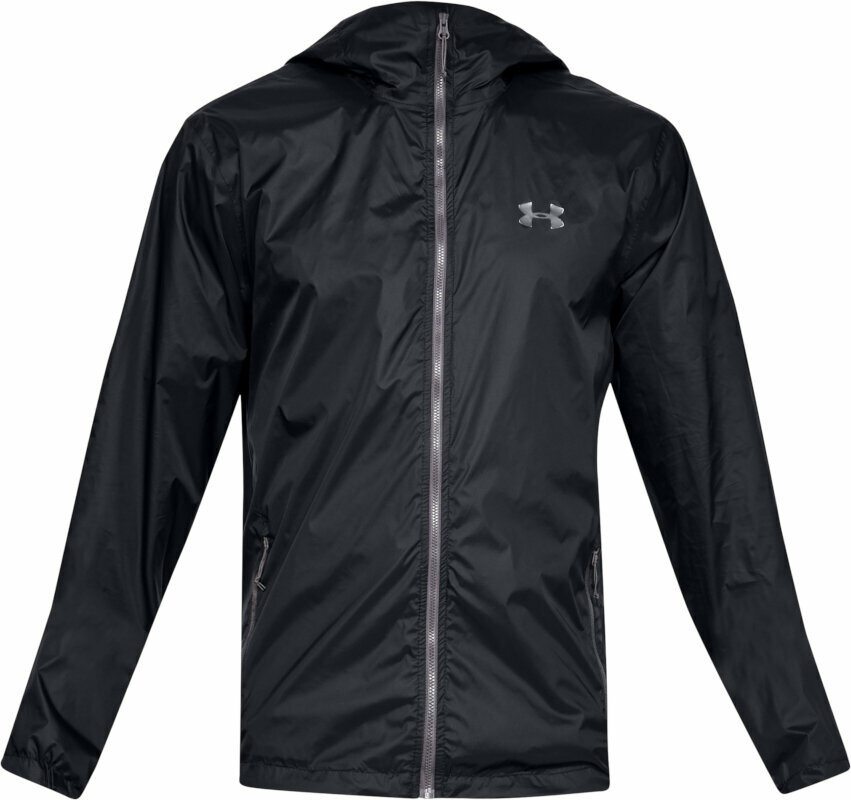 Running jacket Under Armour Men's UA Storm Forefront Rain Jacket Black/Steel 2XL Running jacket