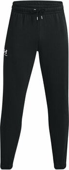 Fitness kalhoty Under Armour Men's UA Essential Fleece Joggers Black/White XL Fitness kalhoty - 1