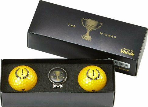 Golf Balls Volvik Champion Box Solice 2 Pack Golf Balls Plus Ball Marker Gold - 1