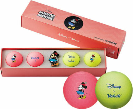 Golfball Volvik Vivid Lite Disney Characters 4 Pack Golf Balls Minnie Mouse Plus Ball Marker Pink/Green - 1