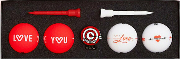Golfball Volvik Vivid Love 4 Pack Golf Balls Plus Ball Marker and Tees - 1