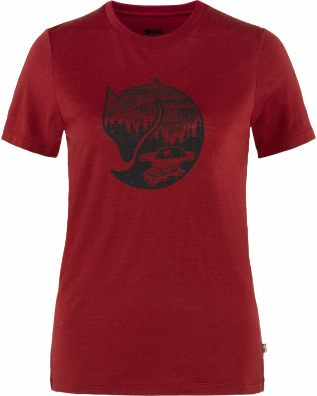 Majica na prostem Fjällräven W Abisko Wool Fox Pomegranate Red/Dark Navy XS Majica na prostem