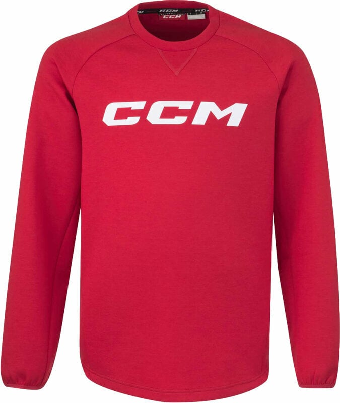 Hokejski pulover CCM Locker Room Fleece Crew SR Red L SR Hokejski pulover