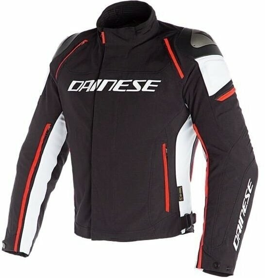 Chaqueta textil Dainese Racing 3 D-Dry Black/White/Fluo Red 46 Chaqueta textil
