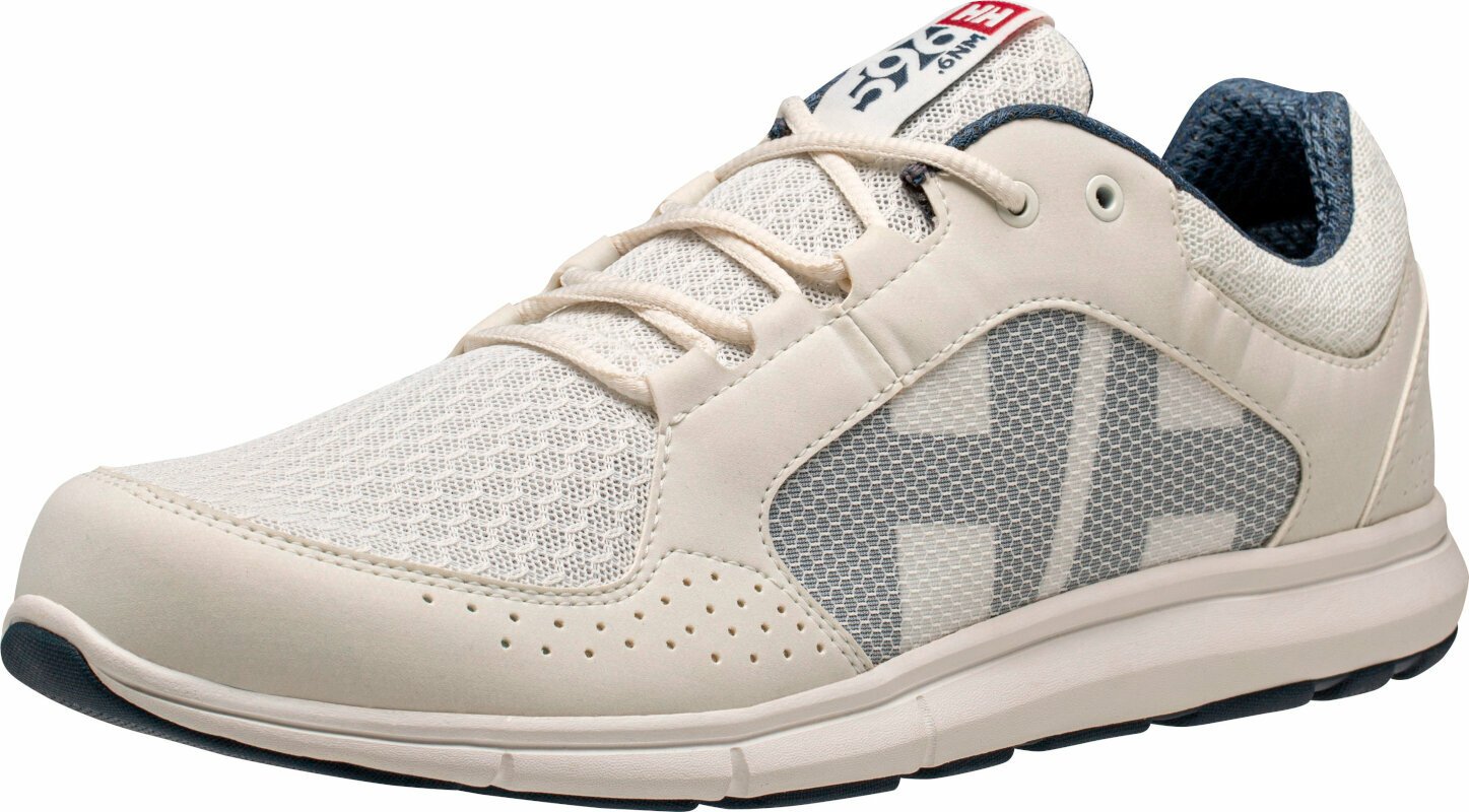 Mens Sailing Shoes Helly Hansen Men's Ahiga V4 Hydropower Sneakers Off White/Orion Blue 44