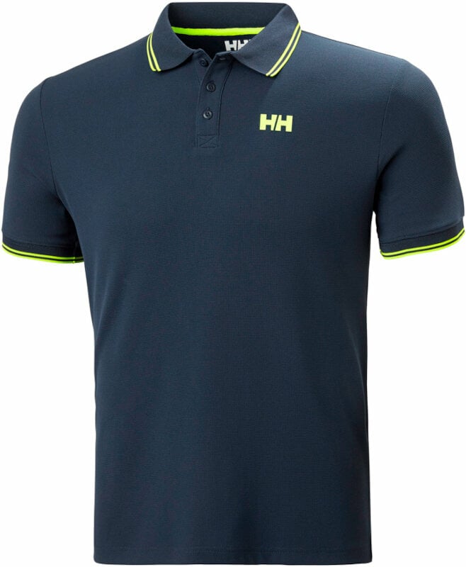 T-Shirt Helly Hansen Men's Kos Quick-Dry Polo T-Shirt Navy/Lime Stripe M