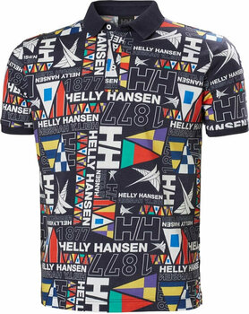T-Shirt Helly Hansen Men's Newport Polo T-Shirt Navy Burgee Aop 2XL - 1