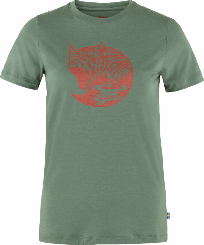 Friluftsliv T-shirt Fjällräven Abisko Wool Fox SS W Patina Green/Terracotta Brown XS Friluftsliv T-shirt